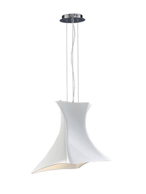 Mantra M5070 Twist 1 Light Ceiling Pendant In Chrome And Gloss White