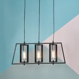 Dar DAX0350 Dax 3 Light Bar Pendant In Black And Polished Chrome