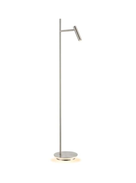 Leo Floor Lamp In Satin Nickel Finish With Reading Light And Illumination Around The Base S246