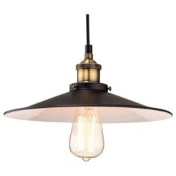 Firstlight 3471BK Empire One Light Ceiling Pendant Light In Black With Antique Brass