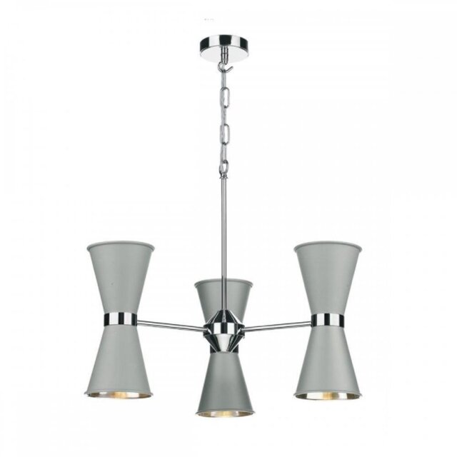 David Hunt Lighting HYD06 The Hyde 6 Light Ceiling Pendant In Powder Grey And Chrome