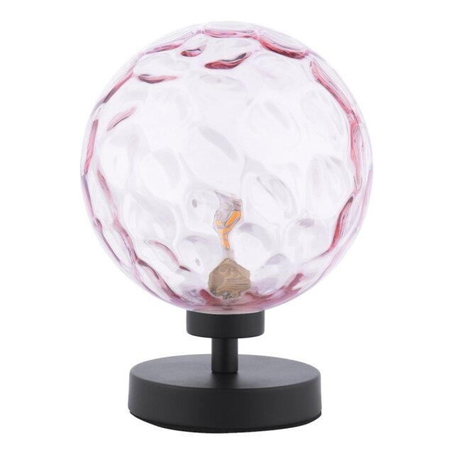 Dar Lighting Esben Table Lamp In Matt Black Finish With Round Pink Dimpled Glass ESB4122-13