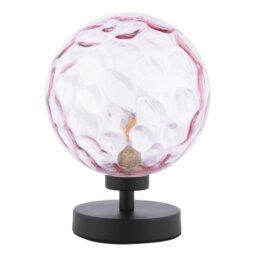 Dar Lighting Esben Table Lamp In Matt Black Finish With Round Pink Dimpled Glass ESB4122-13
