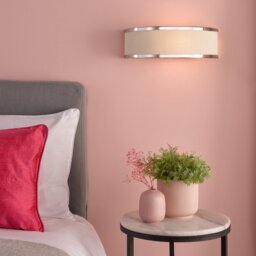 Dar Lighting Alvaro Wall Light In Polished Chrome With Ivory Shade