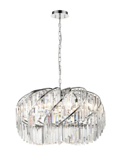 Franklite Pirouette 10 Light Ceiling Pendant Light In Chrome With Crystal Glass FL2412-10