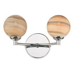 Dar Lighting IZZ0950-07 Izzy 2 Light Wall Light In Polished Chrome With Swirl Glass