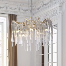 Searchlight Heritage 5 Light Ceiling Pendant In Gold With Clear Glass Drops 10425-5GO