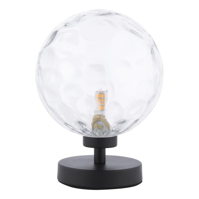 Dar Lighting Esben Table Lamp In Matt Black Finish With Round Clear Dimpled Glass ESB4122-12