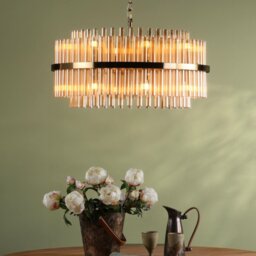 Dar Lighting Imani 16 Light Ceiling Pendant Light In Natural Brass With Champagne Glass