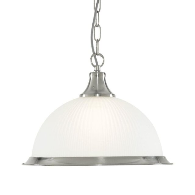 Searchlight 1044 American Diner 1 Light Ceiling Pendant Light In Satin Silver