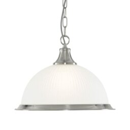 Searchlight 1044 American Diner 1 Light Ceiling Pendant Light In Satin Silver