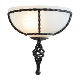 Elstead PB/WU BLACK Pembroke 1 Light Wall Uplighter In Black With Glass Shade