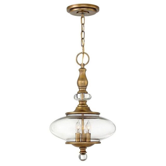 HK/WEXLEY/3PHB Wexley 3 Light Ceiling Pendant Light In Heritage Brass