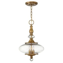 HK/WEXLEY/3PHB Wexley 3 Light Ceiling Pendant Light In Heritage Brass