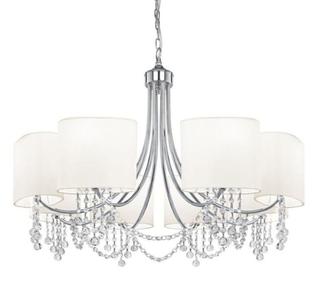 Searchlight 1058-8CC Nina Ceiling Pendant Light with White Shades