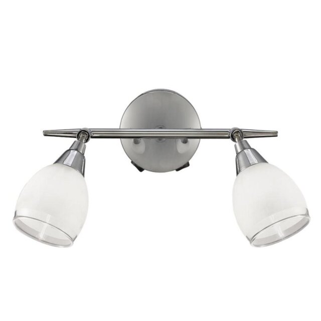 Franklite SPOT8962 Lutina 2 Light Wall Light In Chrome With Clear Edged Satin White Glass Shades