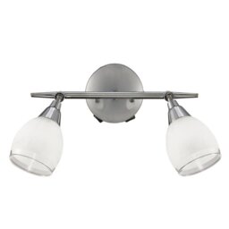 Franklite SPOT8962 Lutina 2 Light Wall Light In Chrome With Clear Edged Satin White Glass Shades