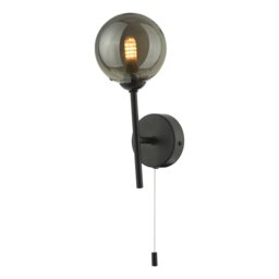 Dar Lighting COH0722-01 Cohen 1 Light Wall Light In Matt Black With Smoked Glass