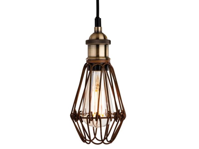 Firstlight Arcade 3446RB Rustic Brown Cage Ceiling Pendant Light