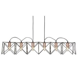Searchlight 8416-6BK Anthea Six Light Bar Ceiling Pendant Light In Black And Copper