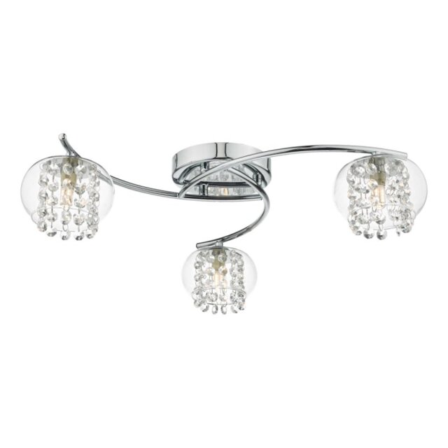 Dar ELM5350 Elma 3 Light Semi Flush Ceiling Light In Chrome With Glass Shades