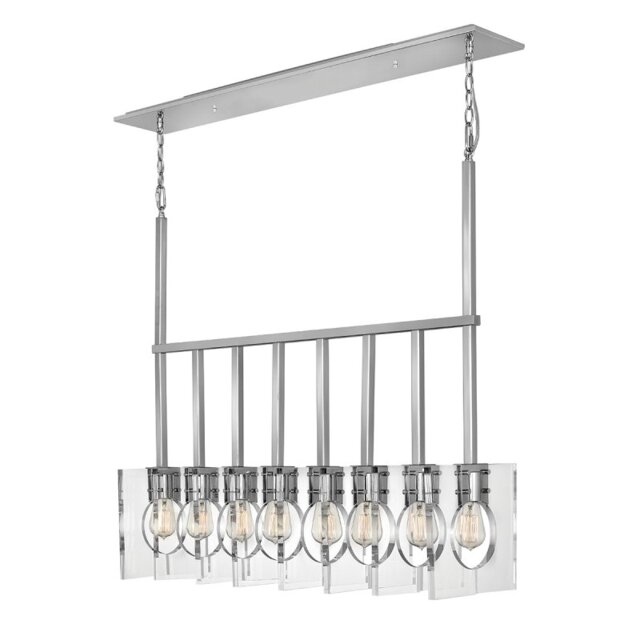 Quintiesse QN-LUDLOW8-PN Ludlow 8 Light Bar Ceiling Pendant In Polished Nickel Finish