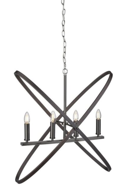 Searchlight 8244-4PW Hoopla 4 Light Ceiling Pendant Light In Pewter