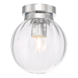 Dar Lighting KAV0150 Kavi Bathroom Flush Ceiling Light In Polished Chrome With Clear Glass IP44