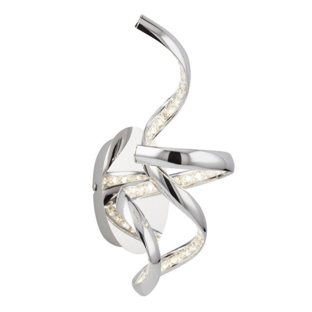 Searchlight 9208CC Twirls One Light Wall Light In Chrome With Crystal Glass