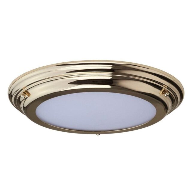 Elstead WELLAND/F PB Welland Medium Bathroom Flush Ceiling Light In Polished Brass
