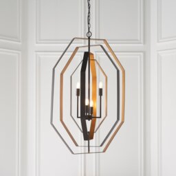 Contemporary 4 Light Ceiling Pendant Light In Aged Bronze And Antique Gold Finish