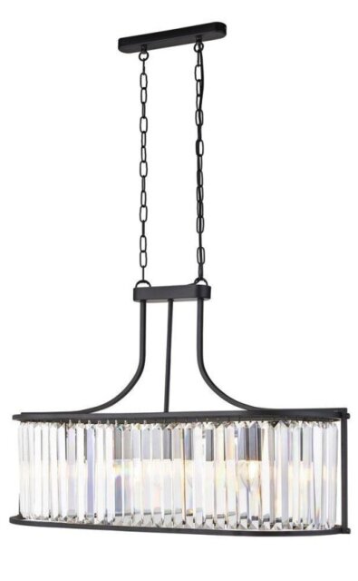 Searchlight 8095-5BK Victoria 5 Light Ceiling Pendant In Black And Crystal Glass - Dia: 300mm