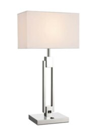 Franklite Flair Table Lamp In Polished Chrome With USB Port With Off-White Shade TL610/9867