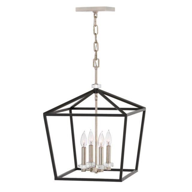 Quintiesse QN-STINSON-4P-L-BK Stinson Large Ceiling Light In Black And Polished Nickel Finish