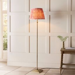 Endon 118001 Lille Floor Lamp In Antique Brass With Coral Pink Shade