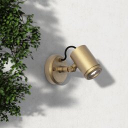 Astro 1375013 Jura Single Outdoor Wall Spotlight In Solid Brass Finish IP65