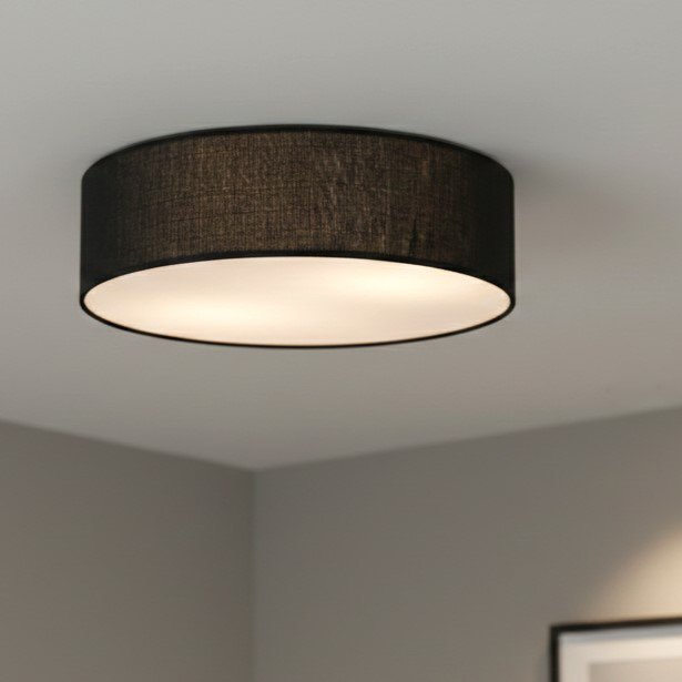 Firstlight 6882BK Camden Flush Ceiling Light With Black Linen Shade