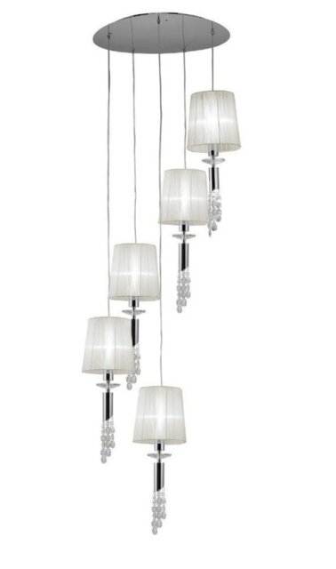 Mantra M3857 Tiffany 5+5 Light Spiral Pendant Light In Chrome With White Shades