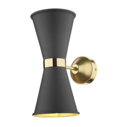David Hunt Lighting HYD09 Hyde Two Light Wall Light In Brass With Smoke Blue Metal Shade