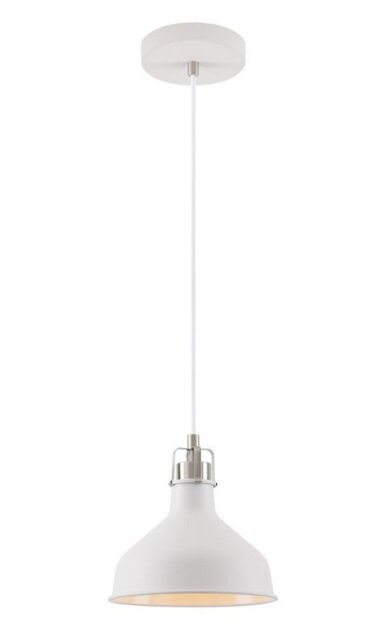 Ryde 1 Light Small Ceiling Pendant In Sand White, Satin Nickel And White - Dia: 190mm