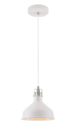 Ryde 1 Light Small Ceiling Pendant In Sand White, Satin Nickel And White - Dia: 190mm