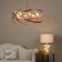 Dar Lighting Nitya 8 Light Ceiling Pendant Light In Mottled Copper Finish NIT0864