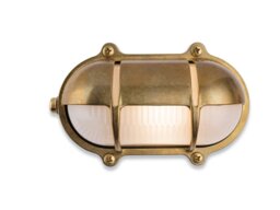 Firstlight 2837BR Nautic Bulkhead Outdoor Solid Brass Wall Light In Brass With Frosted Glass IP64
