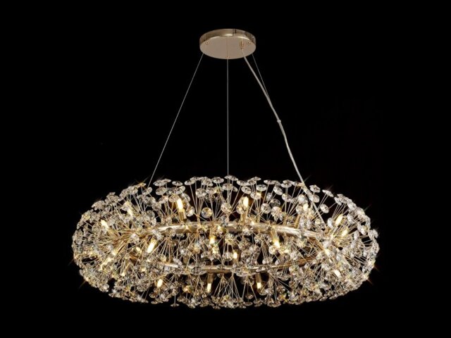 Fusion 26 Light Crystal Ceiling Pendant Light In French Gold Finish