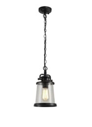 Oslo 1 Light Exterior Ceiling Pendant In Black Gold And Clear Glass
