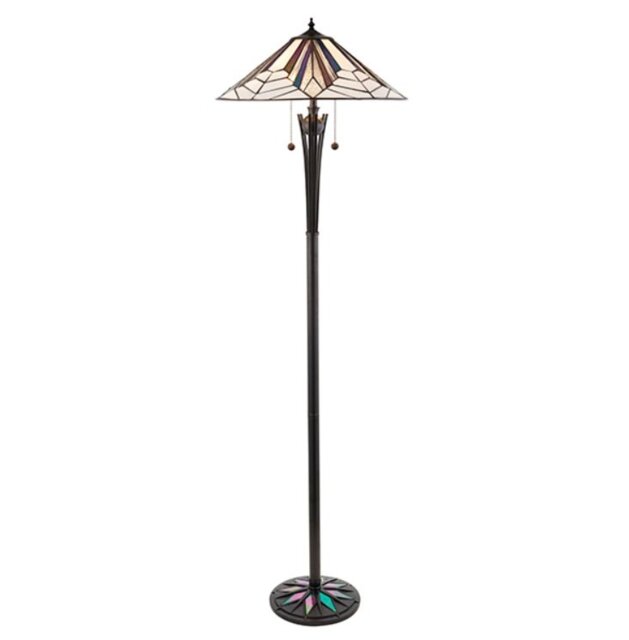 Interiors 1900 63934 Astoria Tiffany 2 Light Floor Light With Shade
