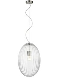 Franklite PCH224 Almond 1 Light Large Ceiling Pendant Light In Clear Glass Finish