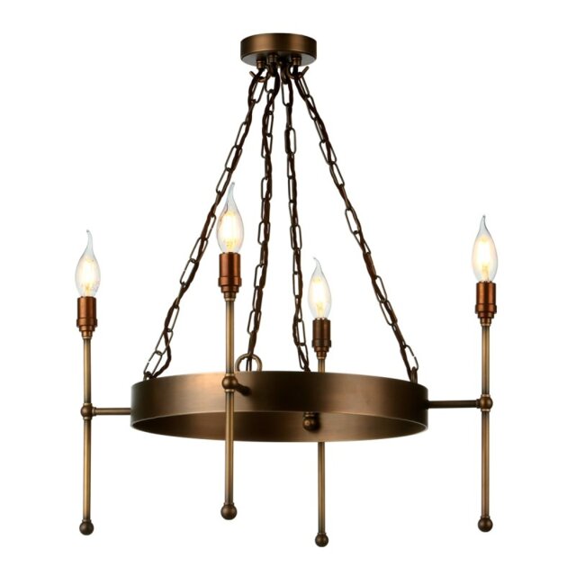 David Hunt Lighting DUR0475 DURRELL 4 Light Ceiling Pendant In Antique Brass Finish