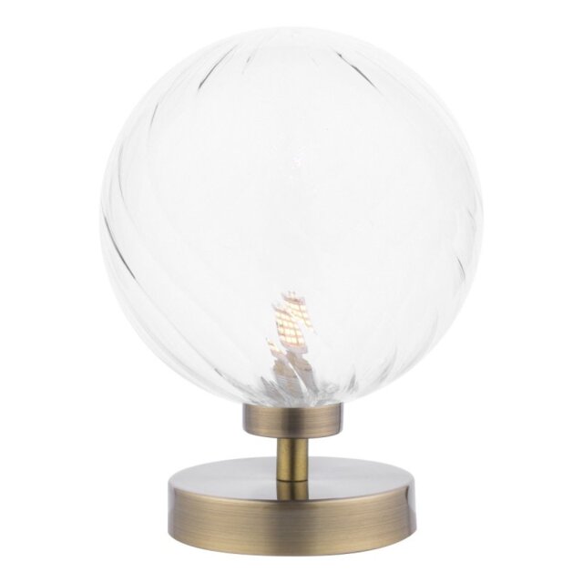 Dar Wisebuys Esben Touch Table Lamp In Antique Brass and Twisted Glass