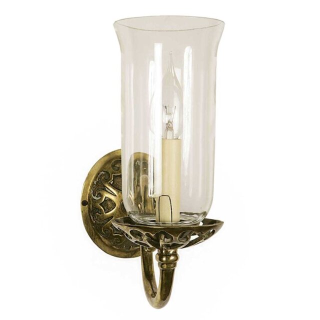 730G Empire 1 Light Brass Wall Light With Glass Shade - product_finish:Antique